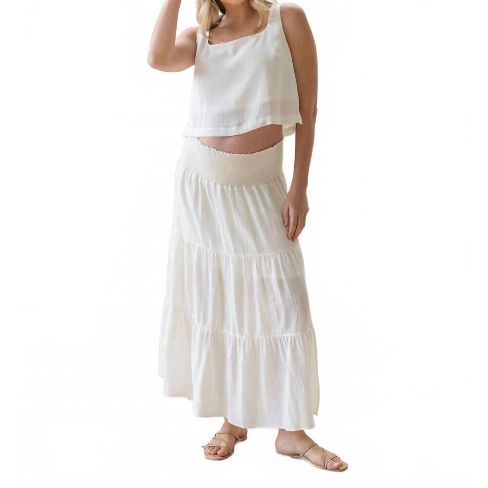 NEW ANGEL MATERNITY luana maternity cropped tank top in white